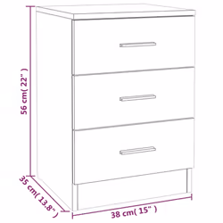 vidaXL 1/2x Bedside Cabinet Chipboard Bedroom Nightstand Stand Multi Colours - smoked oak, 1 - Additional view 4