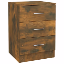 vidaXL 1/2x Bedside Cabinet Chipboard Bedroom Nightstand Stand Multi Colours - smoked oak, 2