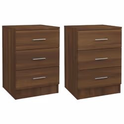 vidaXL 1/2x Bedside Cabinet Chipboard Bedroom Nightstand Stand Multi Colours - brown oak, 2