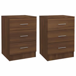 vidaXL 1/2x Bedside Cabinet Chipboard Bedroom Nightstand Stand Multi Colours - brown oak, 2