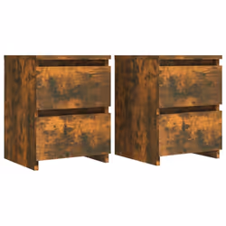 vidaXL Bedside Cabinet Nightstand End Table Bed Side Table Engineered Wood - smoked oak, 2