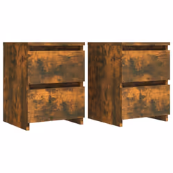 vidaXL Bedside Cabinet Nightstand End Table Bed Side Table Engineered Wood - smoked oak, 2
