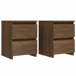vidaXL Bedside Cabinet Nightstand End Table Bed Side Table Engineered Wood - brown oak, 2