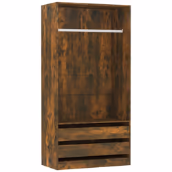 vidaXL Wardrobe Clothing Storage Hanger Clothes Cabinet Closet Engineered Wood - Smoked oak