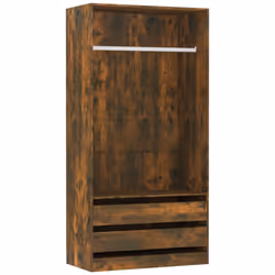 vidaXL Wardrobe Clothing Storage Hanger Clothes Cabinet Closet Engineered Wood - Smoked oak