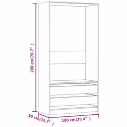 vidaXL Wardrobe Clothing Storage Hanger Clothes Cabinet Closet Engineered Wood - Smoked oak - Additional view 4