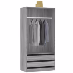 vidaXL Wardrobe Clothing Storage Hanger Clothes Cabinet Closet Engineered Wood - Grey sonoma - Additional view 4