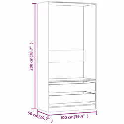 vidaXL Wardrobe Clothing Storage Hanger Clothes Cabinet Closet Engineered Wood - Grey sonoma - Additional view 6