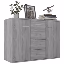vidaXL Sideboard Storage Cupboard Cabinet Buffet Highboard Engineered Wood - Grey sonoma - Additional view 4