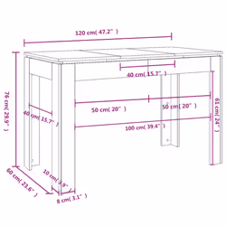 vidaXL Dining Table Kitchen Table Dining Room Dinner Table Engineered Wood - brown oak - Additional view 5