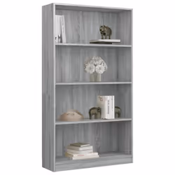 ) vidaXL Bookshelf Standing Shelf Storage Rack Book Cabinet Engineered Wood - Grey sonoma, 80 x 24 x 142 cm (W x D x H