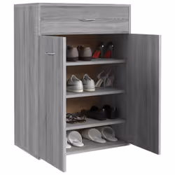vidaXL Shoe Cabinet Shoe Storage Rack Organiser Shoe Cupboard Engineered Wood - Grey sonoma - Additional view 4