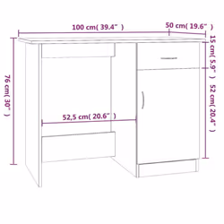 vidaXL Desk Bedroom Office Desk Work Corner Table Study Desk Engineered Wood - Brown oak - Additional view 4