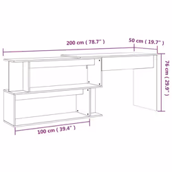 vidaXL Corner Desk Writing Rotable Table Engineered Wood Desk Multi Colours - grey sonoma - Additional view 2