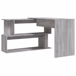 vidaXL Corner Desk Writing Rotable Table Engineered Wood Desk Multi Colours - grey sonoma - Additional view 4