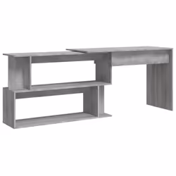 vidaXL Corner Desk Writing Rotable Table Engineered Wood Desk Multi Colours - grey sonoma - Additional view 9
