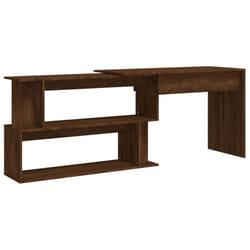 vidaXL Corner Desk Writing Rotable Table Engineered Wood Desk Multi Colours - brown oak