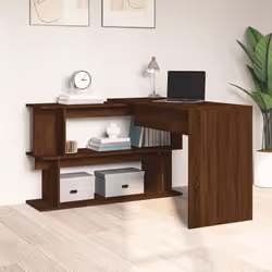 vidaXL Corner Desk Writing Rotable Table Engineered Wood Desk Multi Colours - brown oak