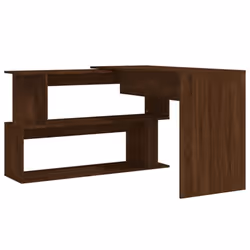 vidaXL Corner Desk Writing Rotable Table Engineered Wood Desk Multi Colours - brown oak - Additional view 5