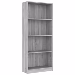 ) vidaXL Bookshelf Standing Shelf Storage Rack Book Cabinet Engineered Wood - Grey sonoma, 60 x 24 x 142 cm (W x D x H