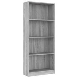 ) vidaXL Bookshelf Standing Shelf Storage Rack Book Cabinet Engineered Wood - Grey sonoma, 60 x 24 x 142 cm (W x D x H