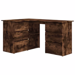 vidaXL Corner Desk Chipboard Home Office Computer Study Table Multi Colours - Smoked oak