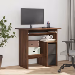 vidaXL Desk Bedroom Office Desk Work Corner Table Study Desk Engineered Wood - Brown oak