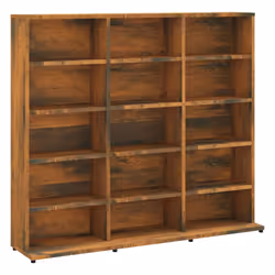 vidaXL CD Cabinet CD Shelf Rack Storage Cabinet Display Shelf Engineered Wood - Smoked oak - Additional view 2