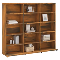 vidaXL CD Cabinet CD Shelf Rack Storage Cabinet Display Shelf Engineered Wood - Smoked oak - Additional view 3