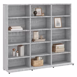 vidaXL CD Cabinet CD Shelf Rack Storage Cabinet Display Shelf Engineered Wood - Grey sonoma - Additional view 4