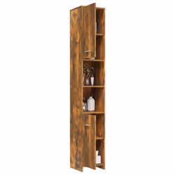 vidaXL Bathroom Cabinet Cupboard Storage Rack Washer Shelf Engineered Wood - Smoked oak - Additional view 7