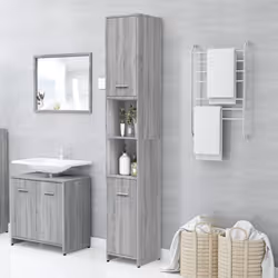 vidaXL Bathroom Cabinet Cupboard Storage Rack Washer Shelf Engineered Wood - Grey sonoma - Additional view 5