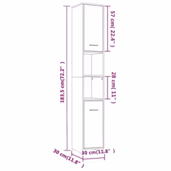 vidaXL Bathroom Cabinet Cupboard Storage Rack Washer Shelf Engineered Wood - Grey sonoma - Additional view 9