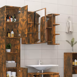 vidaXL Bathroom Mirror Cabinet Smoked Oak Engineered Wood Storage Cabinet - Additional view 4