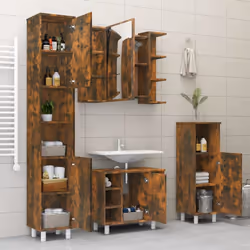 vidaXL Bathroom Mirror Cabinet Smoked Oak Engineered Wood Storage Cabinet - Additional view 9