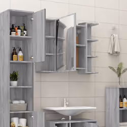 vidaXL Bathroom Mirror Cabinet Grey Sonoma Engineered Wood Storage Cabinet