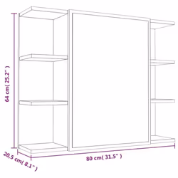 vidaXL Bathroom Mirror Cabinet Grey Sonoma Engineered Wood Storage Cabinet - Additional view 4