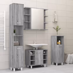 vidaXL Bathroom Mirror Cabinet Grey Sonoma Engineered Wood Storage Cabinet - Additional view 8