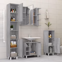 vidaXL Bathroom Mirror Cabinet Grey Sonoma Engineered Wood Storage Cabinet - Additional view 9