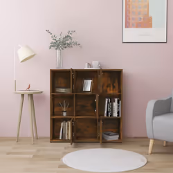 vidaXL Book Cabinet Book Rack Organiser Bookshelf Bookcase Engineered Wood - Smoked oak - Additional view 4