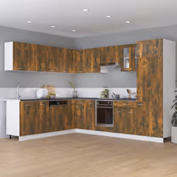 vidaXL Kitchen Cabinet Home Storage Shelf Organiser Cupboard Engineered Wood - smoked oak, drawer bottom cabinet 30 cm