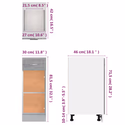 vidaXL Drawer Bottom Cabinet Grey Sonoma Engineered Wood Kitchen Cupboard - Additional view 9