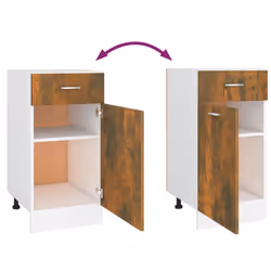 vidaXL Kitchen Cabinet Home Storage Shelf Organiser Cupboard Engineered Wood - Smoked oak - Additional view 8