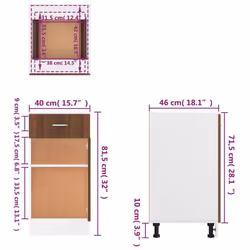 vidaXL Kitchen Cabinet Home Storage Shelf Organiser Cupboard Engineered Wood - Brown oak - Additional view 5