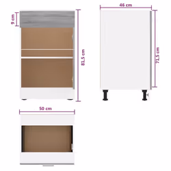 vidaXL Kitchen Cabinet Home Storage Shelf Organiser Cupboard Engineered Wood - Grey sonoma - Additional view 8