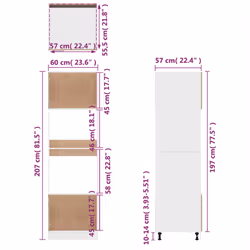 vidaXL Kitchen Cabinet Home Storage Shelf Organiser Cupboard Engineered Wood - Grey sonoma - Additional view 4