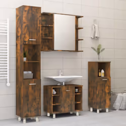 vidaXL Bathroom Cabinet Engineered Wood Under Basin Cupboard Multi Colours - Smoked oak