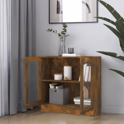 vidaXL Vitrine Cabinet Book Stand Rack Cupboard Highboard Engineered Wood - smoked oak - Additional view 5