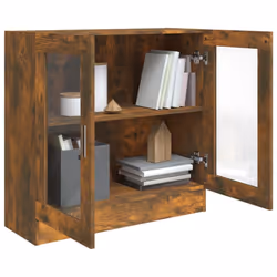 vidaXL Vitrine Cabinet Book Stand Rack Cupboard Highboard Engineered Wood - smoked oak - Additional view 6