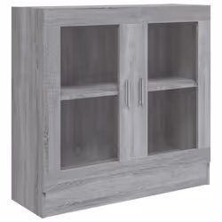 vidaXL Vitrine Cabinet Book Stand Rack Cupboard Highboard Engineered Wood - grey sonoma